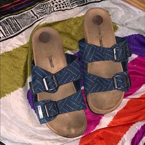 Minnetonka Denim Slip on sandals